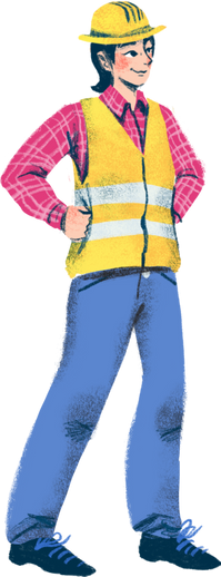 Textured Handdrawn Female Construction Worker